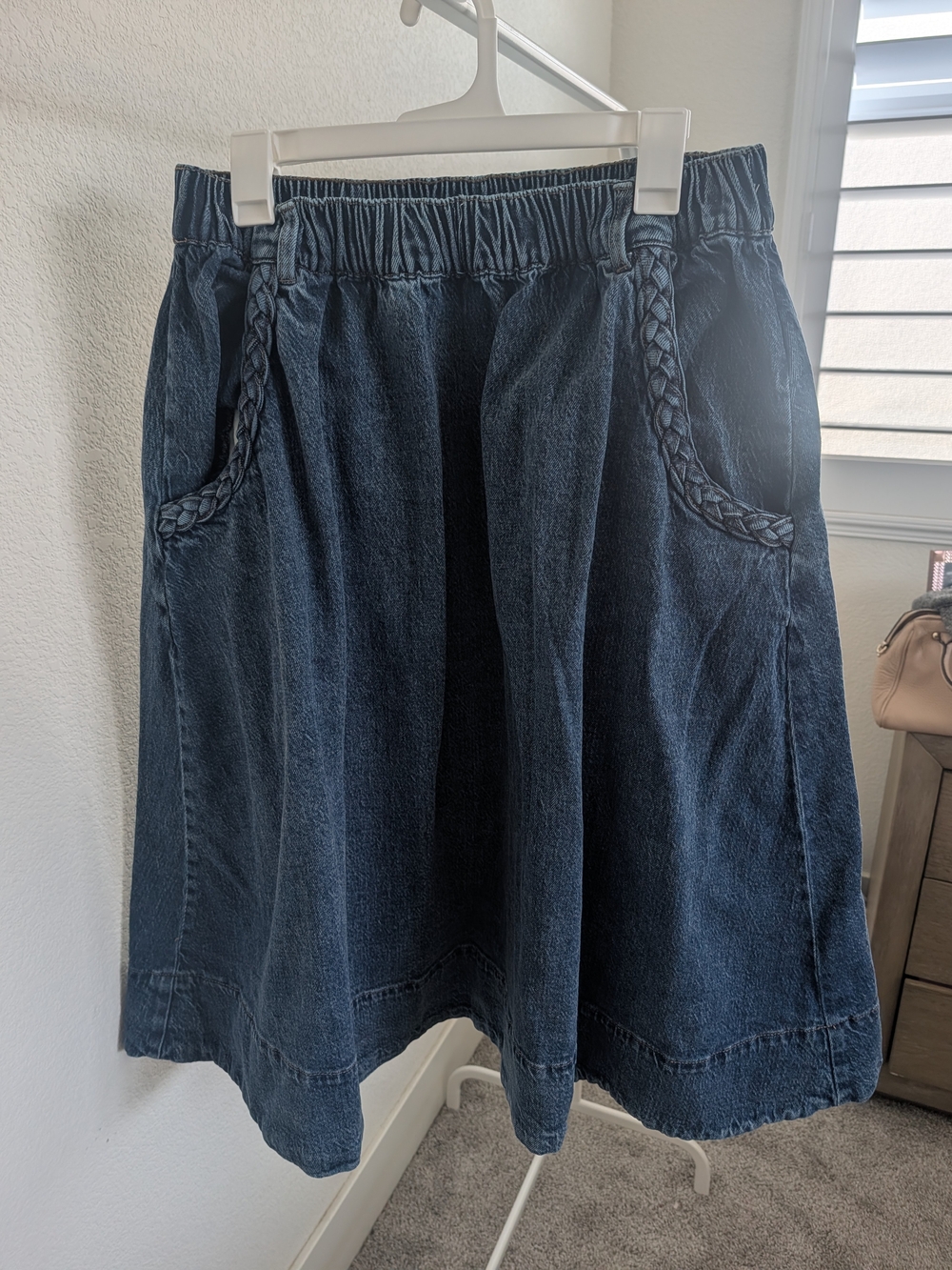 TE By Tracy Evans Denim Braided Pocket A-Line Skirt Blue XL
